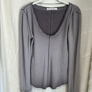We The Free Grayish-Brown Long-Sleeve Snap Cuff Shirt Size Small